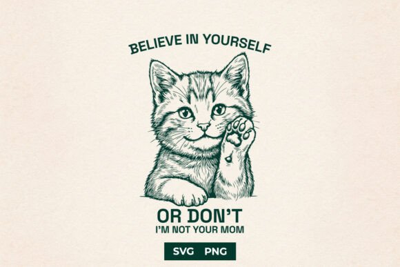 Download Sarcastic Believe in Yourself Cat SVG - Premium Resources