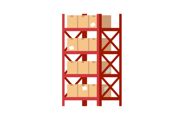 Download Warehouse Shelves with Boxes. Red Metal - Warehouse Collection
