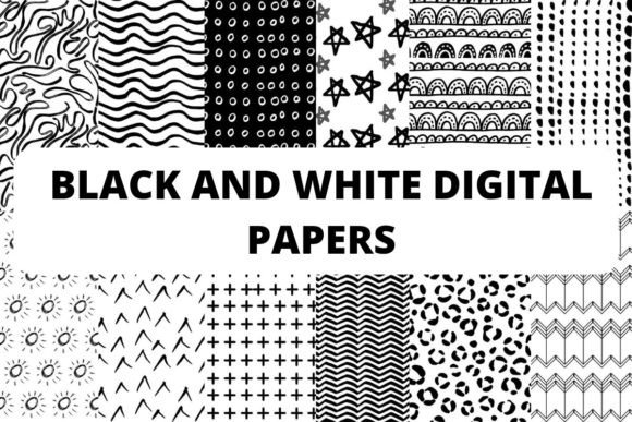 Download HAND DRAWN BLACK and WHITE DIGITAL PAPER - Premium Resources