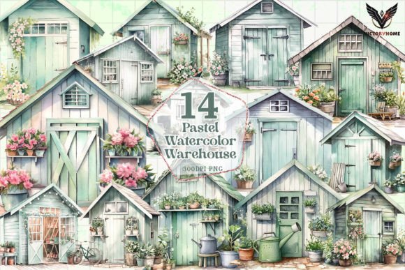 Download Pastel Watercolor Warehouse Clipart PNG - Warehouse Collection