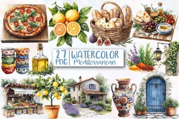 Download Watercolor Mediterranean Clipart - Mediterranean clipart Collection