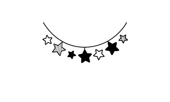Download Star Garland Hand Drawn Black and White - Premium Bundle