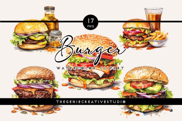 Download Watercolor PNG Burger Clipart - Burger clipart Collection