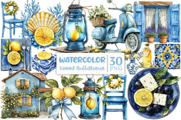 Download Blue Summer Mediterranean Clipart - Mediterranean clipart Collection