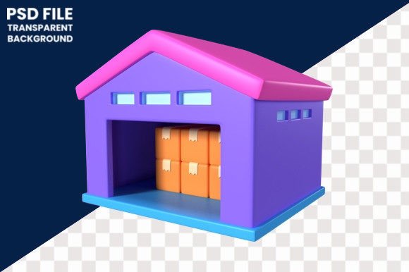 Download Warehouse 3D Illustration Icon - Warehouse Collection
