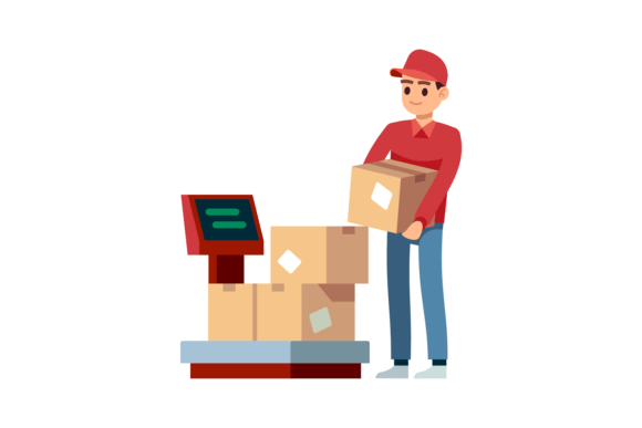 Download Warehouse. Man Puts Boxes on Scales in I - Warehouse Collection
