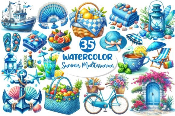 Download Blue Summer Mediterranean Clipart - Mediterranean clipart Collection